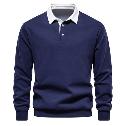 Stijlvol lang mouw poloshirt voor heren, katoenmix, regular-fit, tijdloos design, veelzijdig voor elke gelegenheid.