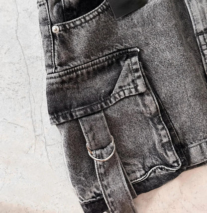 "Stijlvolle A-lijn denim rok voor dames, effen blauwe kleur met zakken voor tijdloze en praktische uitstraling."