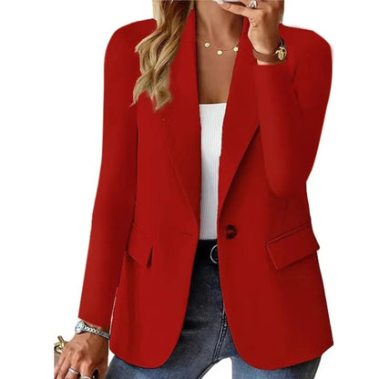 "Stijlvolle damesblazer met lange mouwen, tijdloos ontwerp, verkrijgbaar in diverse kleuren, geschikt voor elke gelegenheid."