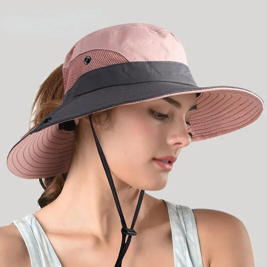 Stijlvolle dameshoed, UV-bescherming, brede rand, lichtgewicht, ademend, ideaal voor zonnige dagen en veelzijdige outfits.