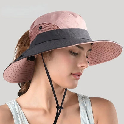 Stijlvolle dameshoed, UV-bescherming, brede rand, lichtgewicht, ademend, ideaal voor zonnige dagen en veelzijdige outfits.