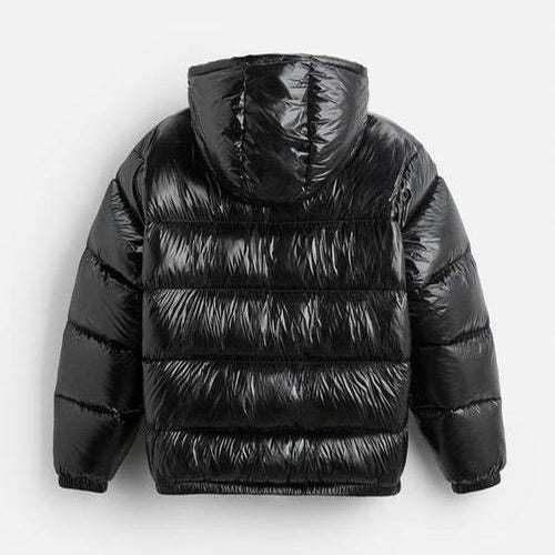 "Stijlvolle effen pufferjas voor mannen, strak minimalistisch design, comfortabele pasvorm en zijzakken, ideaal voor winterda