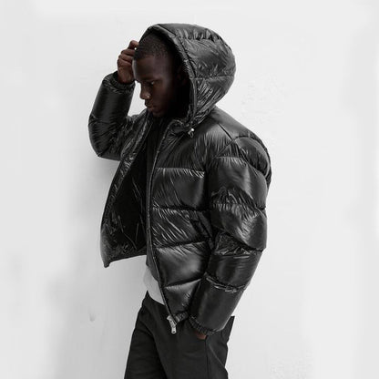 "Stijlvolle effen pufferjas voor mannen, strak minimalistisch design, comfortabele pasvorm en zijzakken, ideaal voor winterda