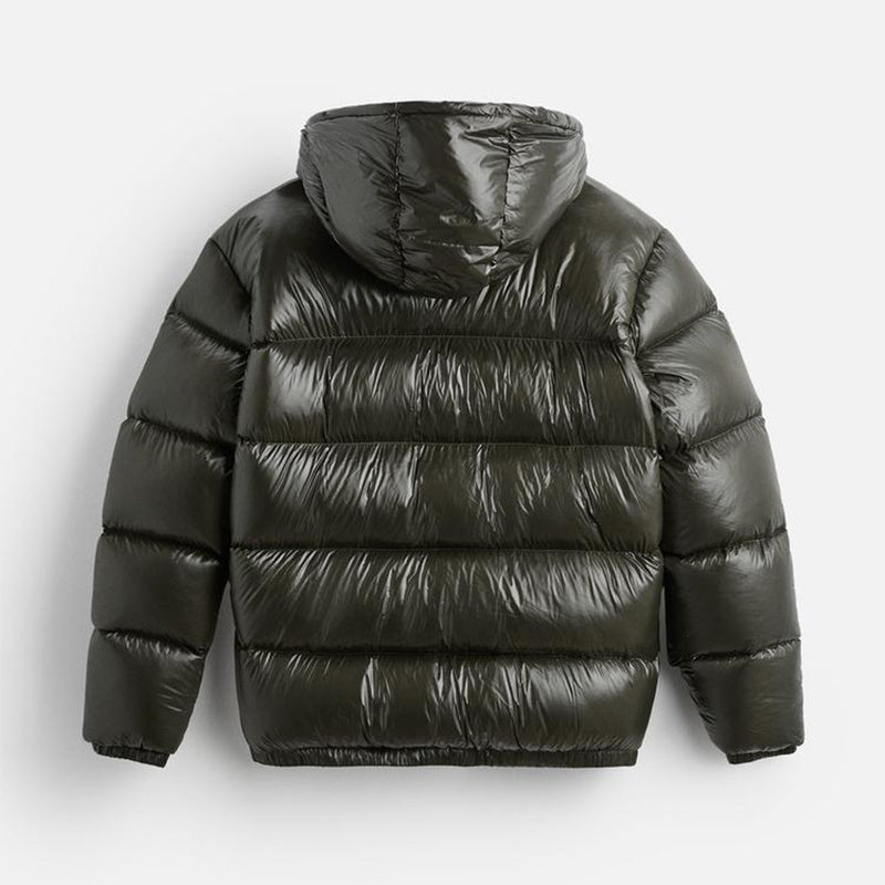 "Stijlvolle effen pufferjas voor mannen, strak minimalistisch design, comfortabele pasvorm en zijzakken, ideaal voor winterda