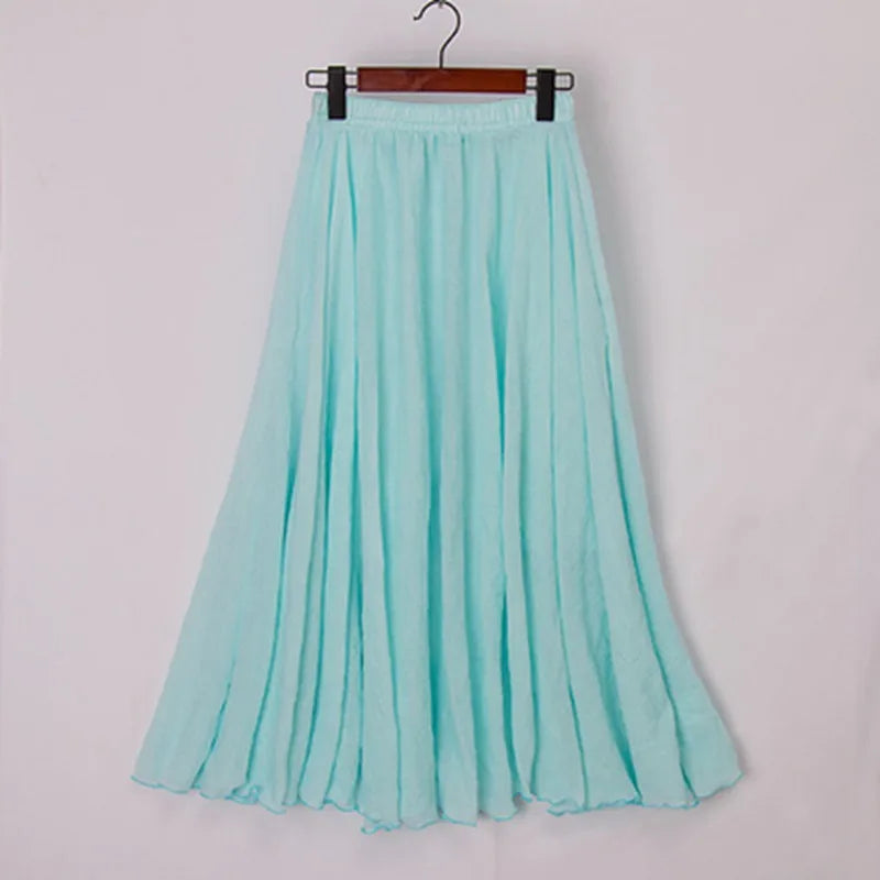 "Stijlvolle Elianne Maxi-rok, katoenen maxi-lengte, elastische hoge taille, beschikbaar in diverse kleuren voor elke stijl."