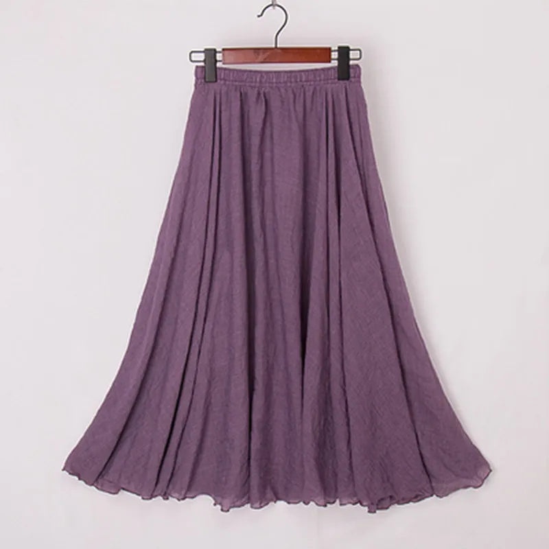 "Stijlvolle Elianne Maxi-rok, katoenen maxi-lengte, elastische hoge taille, beschikbaar in diverse kleuren voor elke stijl."