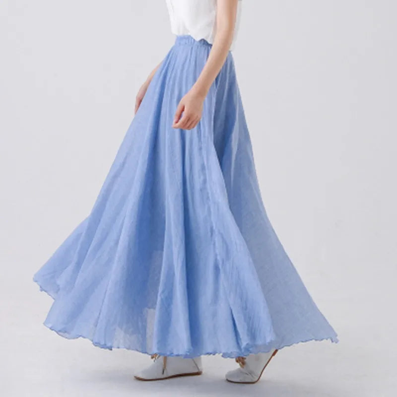 "Stijlvolle Elianne Maxi-rok, katoenen maxi-lengte, elastische hoge taille, beschikbaar in diverse kleuren voor elke stijl."