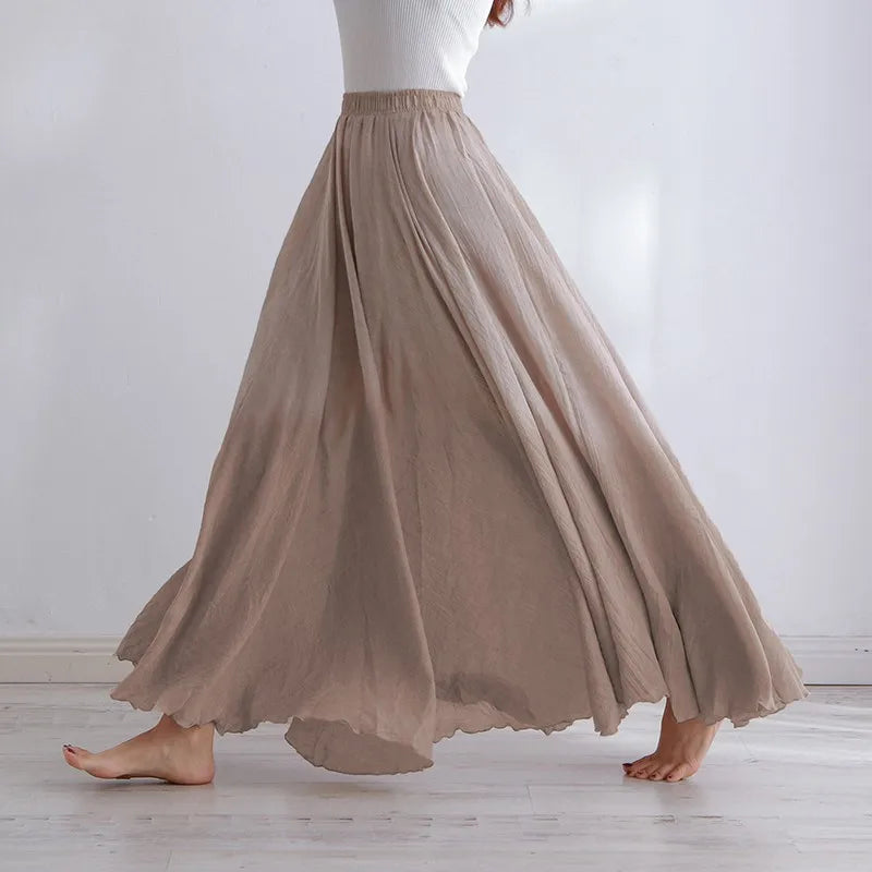 "Stijlvolle Elianne Maxi-rok, katoenen maxi-lengte, elastische hoge taille, beschikbaar in diverse kleuren voor elke stijl."