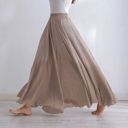 "Stijlvolle Elianne Maxi-rok, katoenen maxi-lengte, elastische hoge taille, beschikbaar in diverse kleuren voor elke stijl."