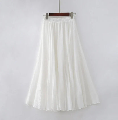 "Stijlvolle Elianne Maxi-rok, katoenen maxi-lengte, elastische hoge taille, beschikbaar in diverse kleuren voor elke stijl."