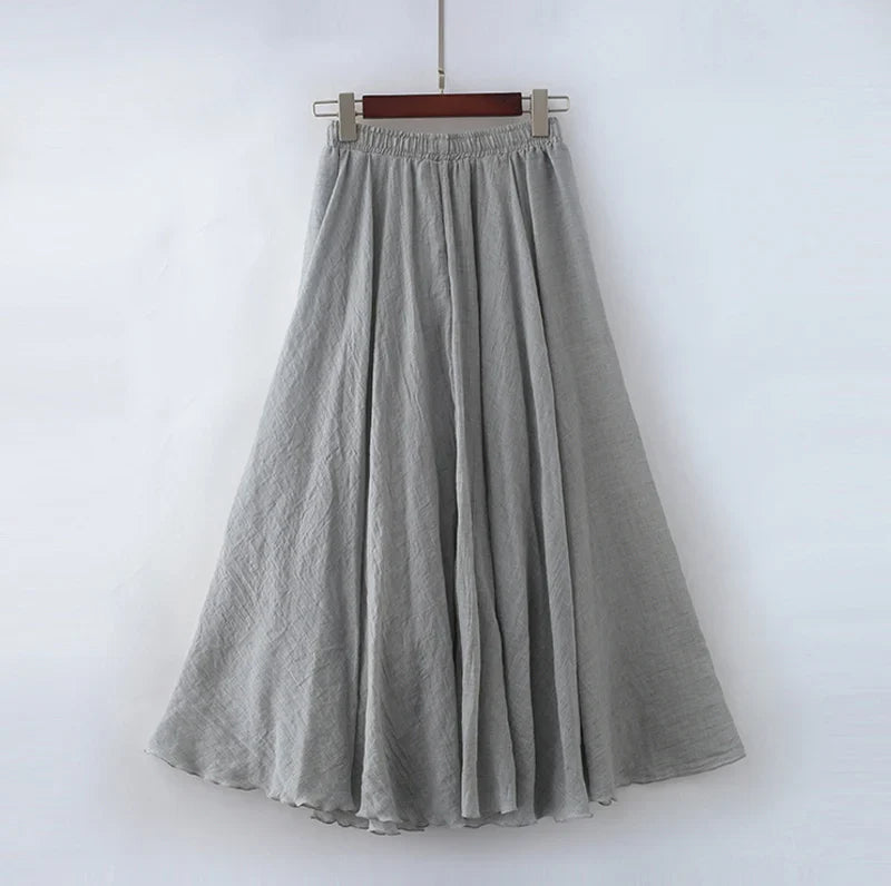 "Stijlvolle Elianne Maxi-rok, katoenen maxi-lengte, elastische hoge taille, beschikbaar in diverse kleuren voor elke stijl."