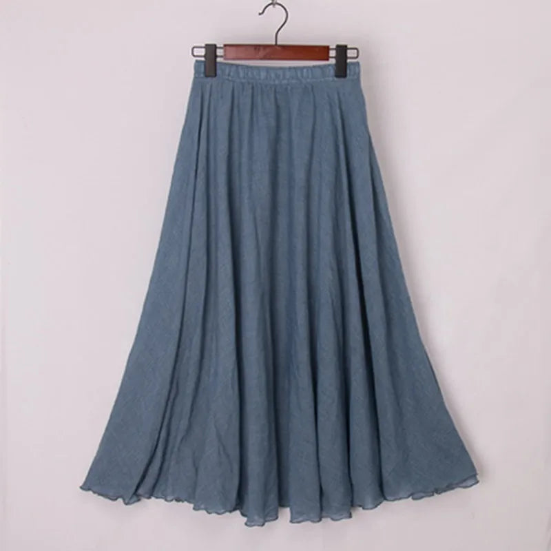 "Stijlvolle Elianne Maxi-rok, katoenen maxi-lengte, elastische hoge taille, beschikbaar in diverse kleuren voor elke stijl."