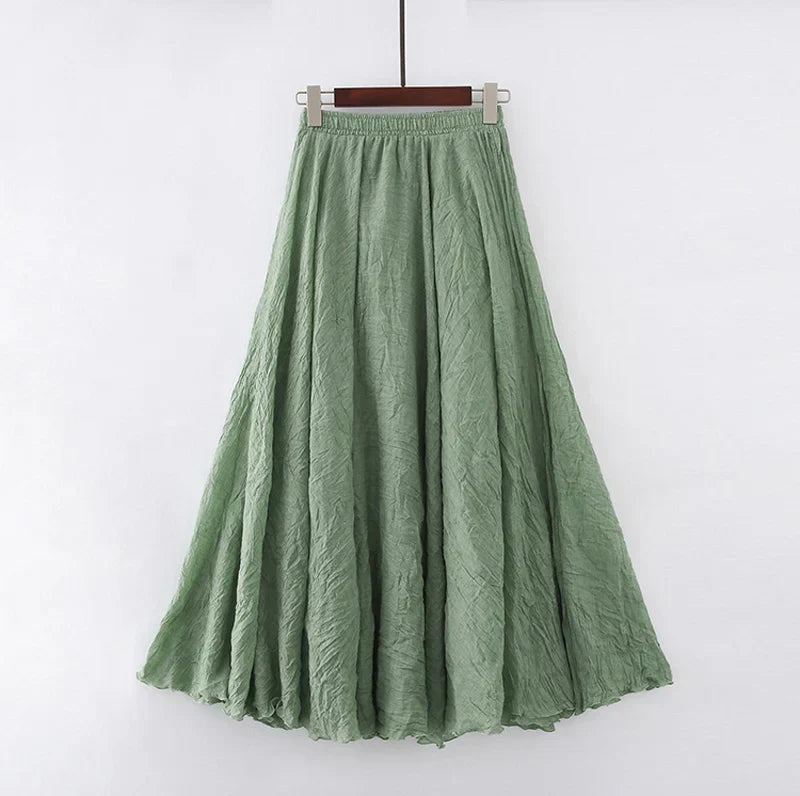 "Stijlvolle Elianne Maxi-rok, katoenen maxi-lengte, elastische hoge taille, beschikbaar in diverse kleuren voor elke stijl."