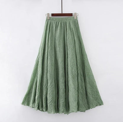 "Stijlvolle Elianne Maxi-rok, katoenen maxi-lengte, elastische hoge taille, beschikbaar in diverse kleuren voor elke stijl."