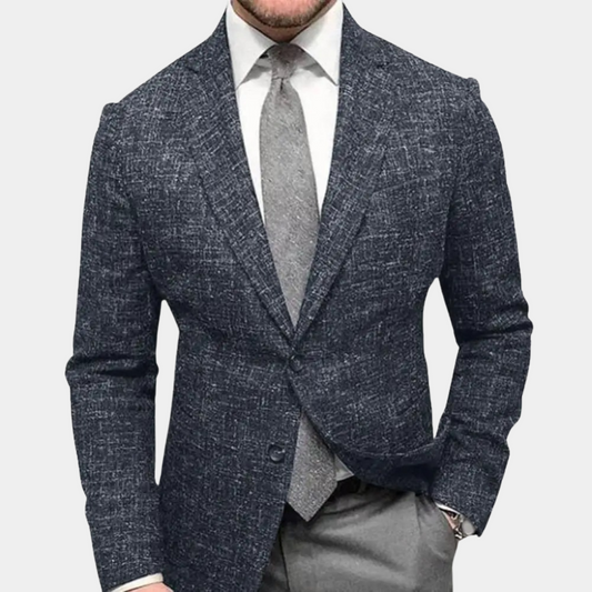 Stijlvolle herenblazer met tweeknopontwerp, nonchalante kraag; veelzijdig en elegant, ideaal voor elke gelegenheid.