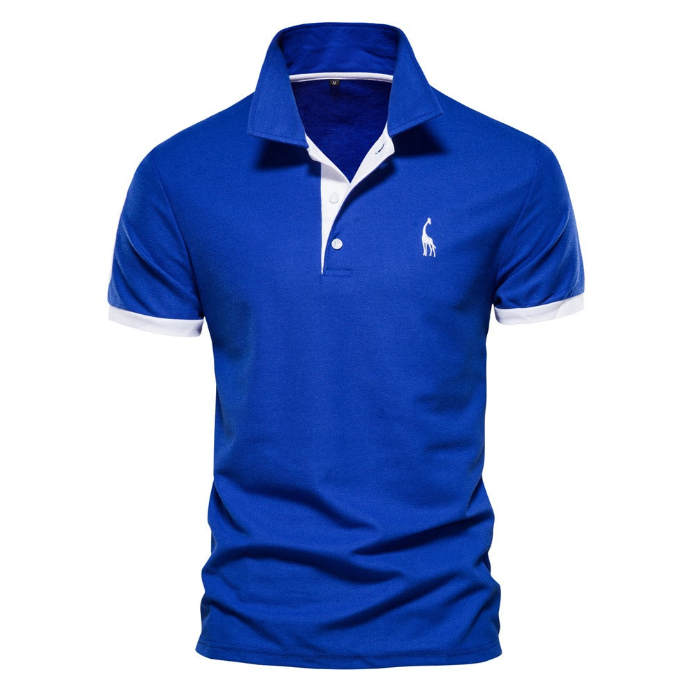 "Stijlvolle herenpolo in effen tint met korte mouwen, ademende stof en kleuraccenten voor smart casual gelegenheden."