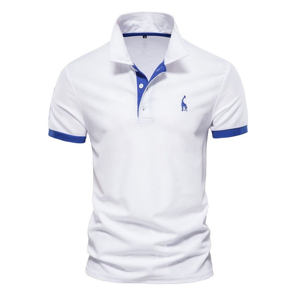 "Stijlvolle herenpolo in effen tint met korte mouwen, ademende stof en kleuraccenten voor smart casual gelegenheden."