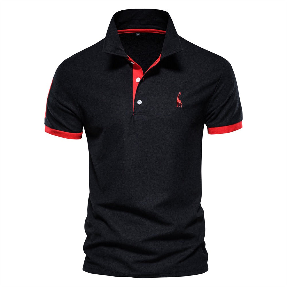 "Stijlvolle herenpolo in effen tint met korte mouwen, ademende stof en kleuraccenten voor smart casual gelegenheden."