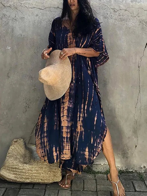"Stijlvolle, luchtige kaftan maxi jurk voor zomer, exotisch design, plus size, ademende stof, perfect voor dames"