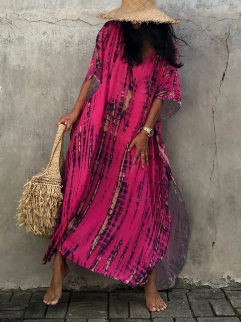 "Stijlvolle, luchtige kaftan maxi jurk voor zomer, exotisch design, plus size, ademende stof, perfect voor dames"