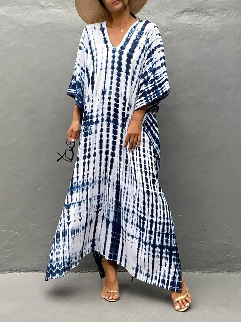 "Stijlvolle, luchtige kaftan maxi jurk voor zomer, exotisch design, plus size, ademende stof, perfect voor dames"