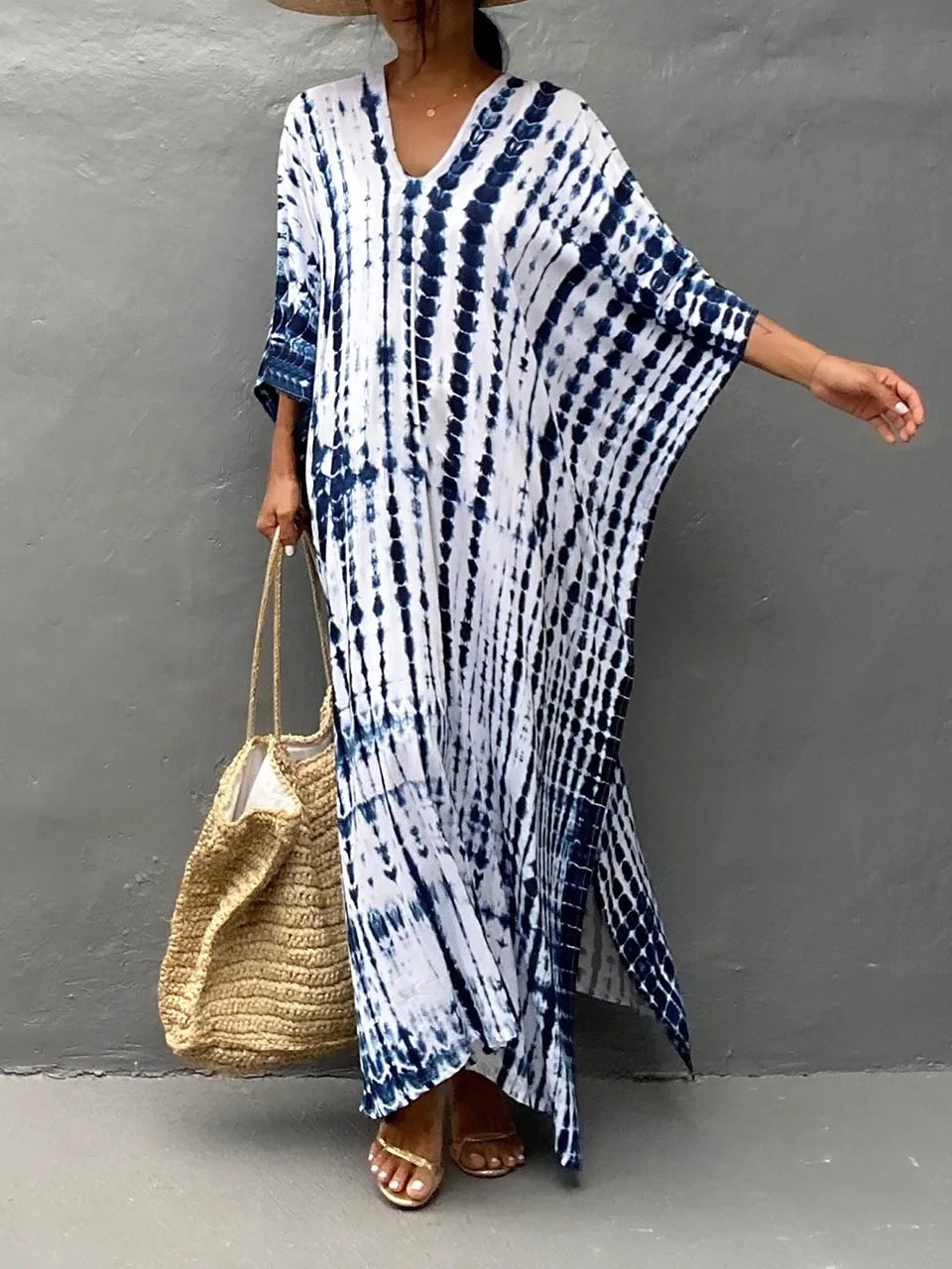 "Stijlvolle, luchtige kaftan maxi jurk voor zomer, exotisch design, plus size, ademende stof, perfect voor dames"
