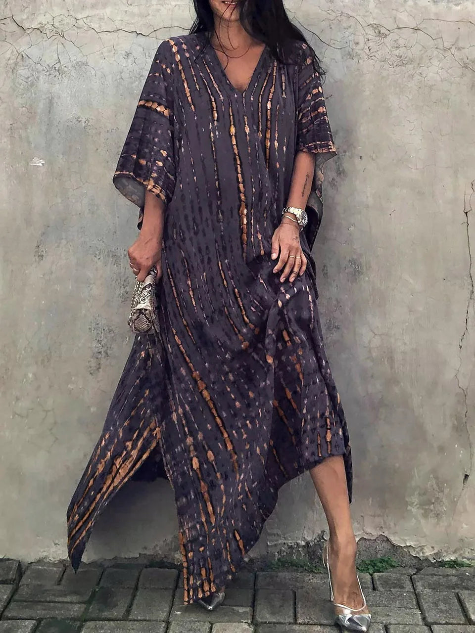 "Stijlvolle, luchtige kaftan maxi jurk voor zomer, exotisch design, plus size, ademende stof, perfect voor dames"