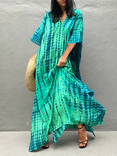 "Stijlvolle, luchtige kaftan maxi jurk voor zomer, exotisch design, plus size, ademende stof, perfect voor dames"