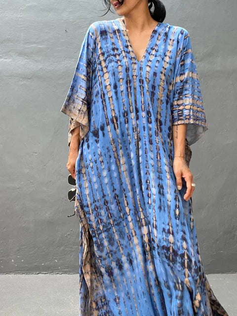 "Stijlvolle, luchtige kaftan maxi jurk voor zomer, exotisch design, plus size, ademende stof, perfect voor dames"