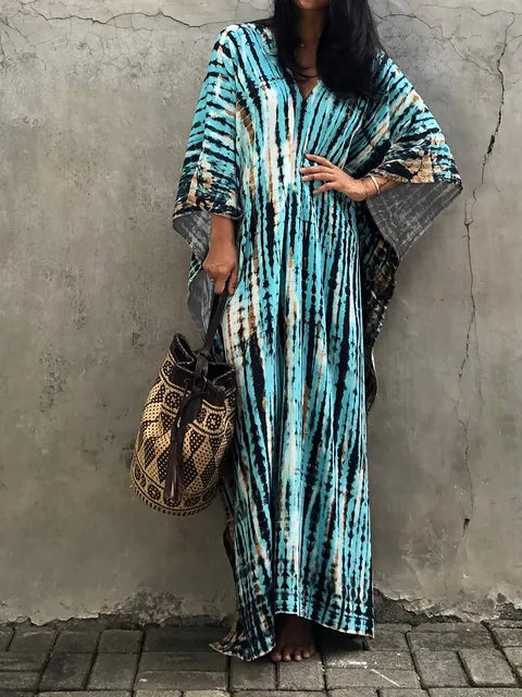 "Stijlvolle, luchtige kaftan maxi jurk voor zomer, exotisch design, plus size, ademende stof, perfect voor dames"