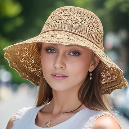 Stijlvolle Odessa zonnehoed met brede rand en elegante uitstraling, ideaal voor zomerse dagen; biedt UV-bescherming.