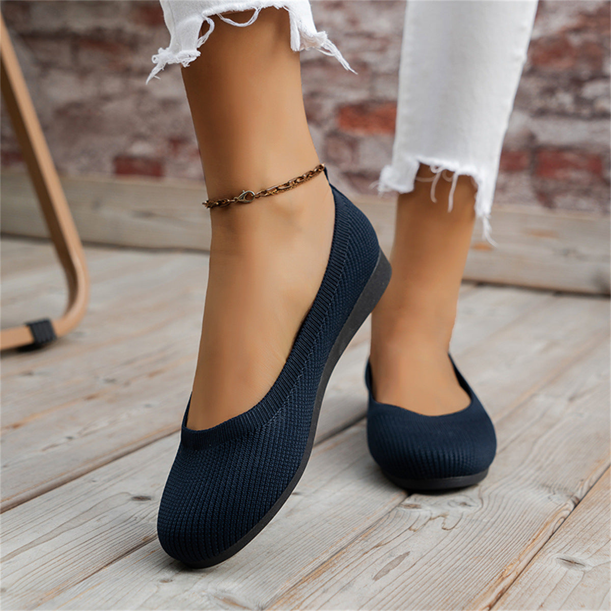 Stijlvolle orthopedische balletschoenen voor dames met zacht breimateriaal, schokdempende zolen, elegant en comfortabel.