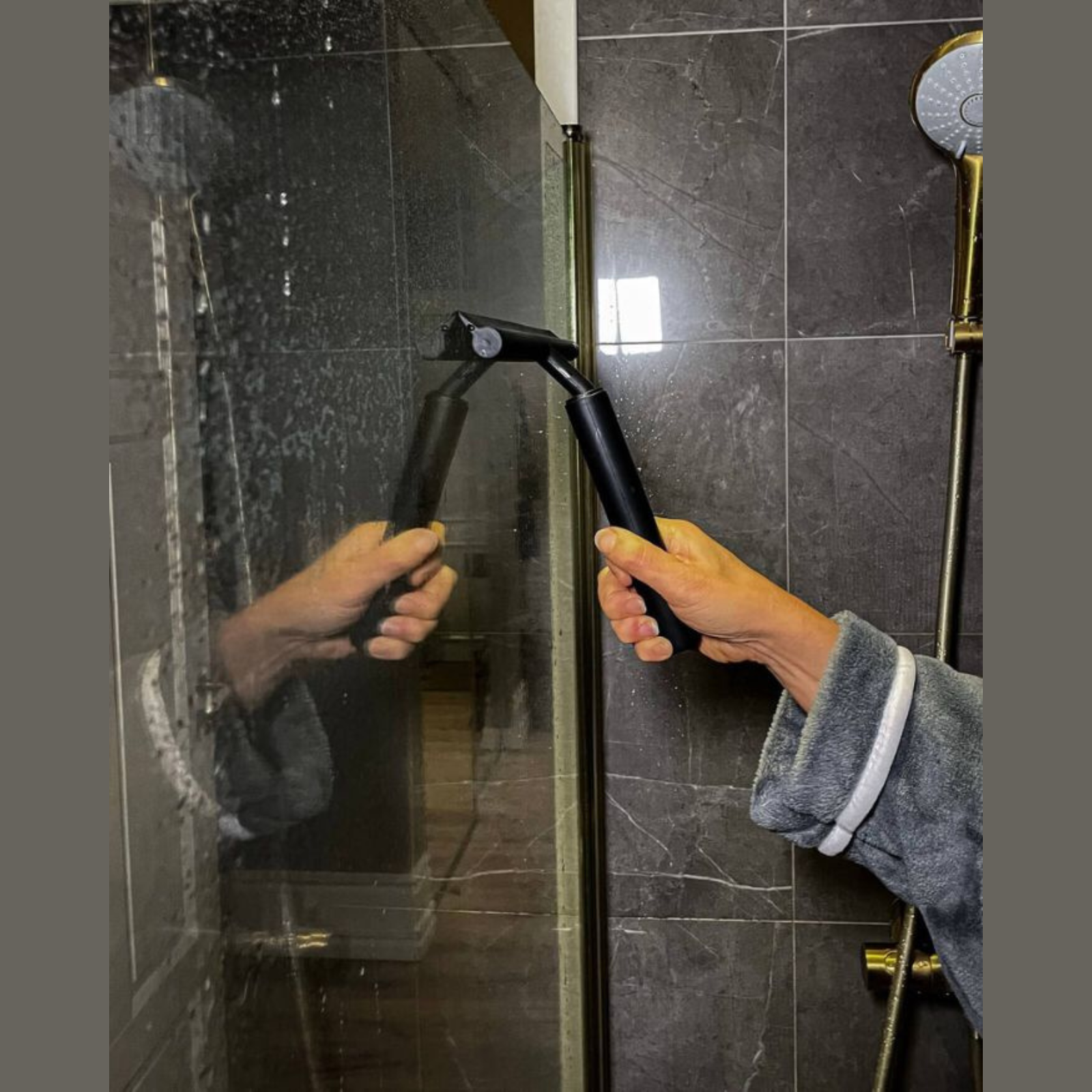 "Telescopische douchewisser, uitschuifbaar handvat, ideaal voor doucheschermen en tegels, ergonomisch ontwerp, makkelijk scho