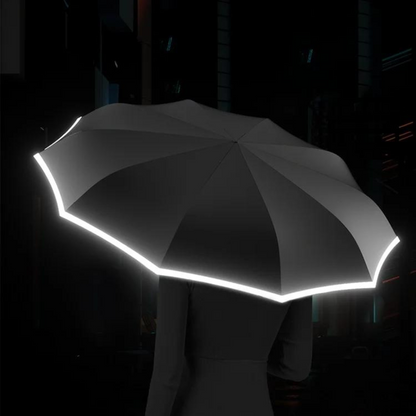 "Ultra windbestendige paraplu voor zware wind, reflecterend design, zwarte kleur met verstevigde structuur en waterafstotend"