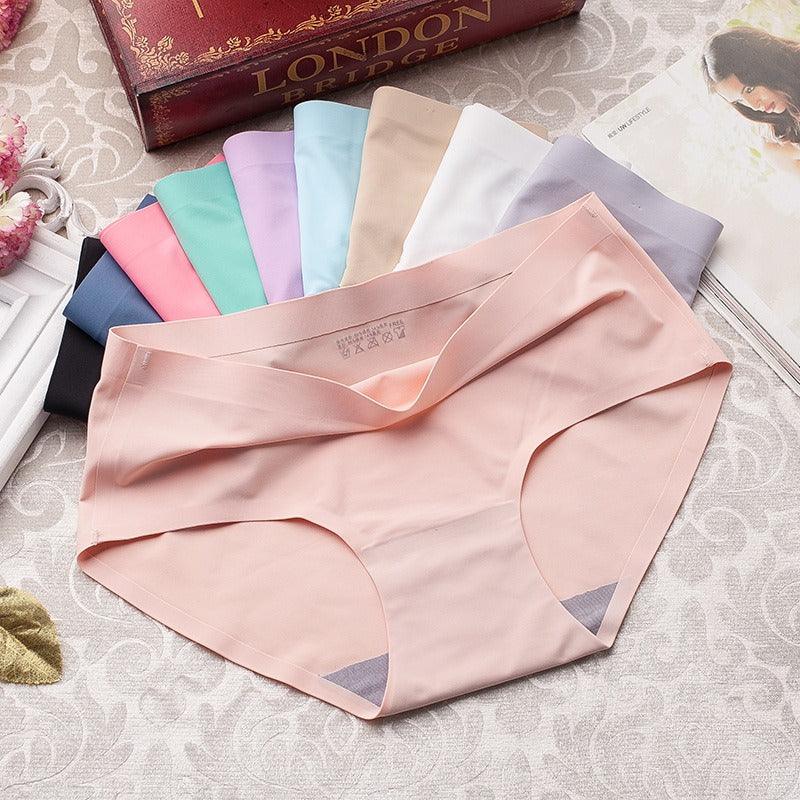 "Vijfdelige set van naadloos damesondergoed, zijdezacht in zwart, wit, beige, paars en roze, ideaal voor dagelijks comfort."