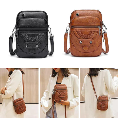 "Vintage leren schoudertas Jaida met verstelbare riem en stijlvolle envelopsluiting voor dames, duurzame luxe tas"