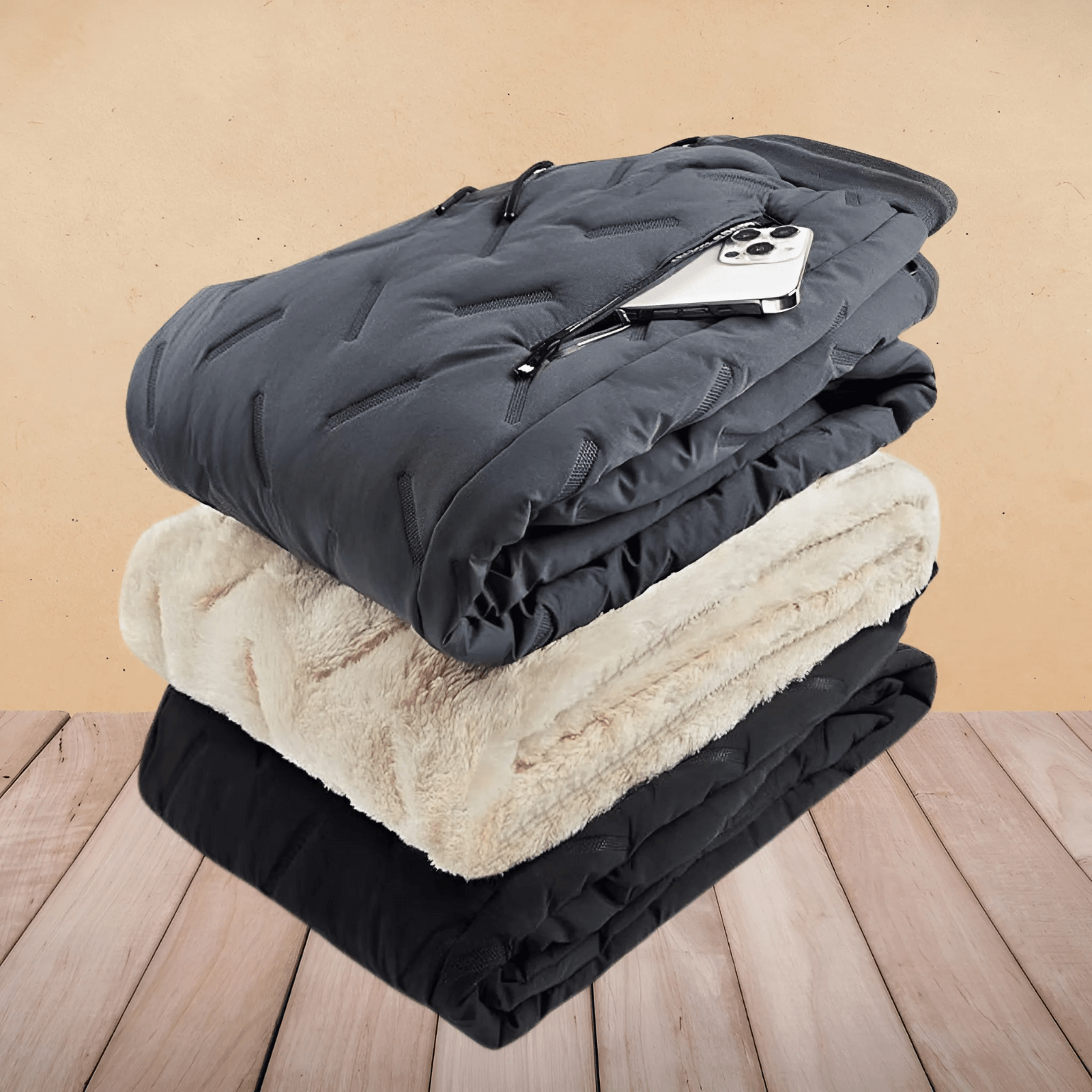 "Waterdichte en winddichte thermobroek heren met fleecevoering, grijs, voor winterse activiteiten."