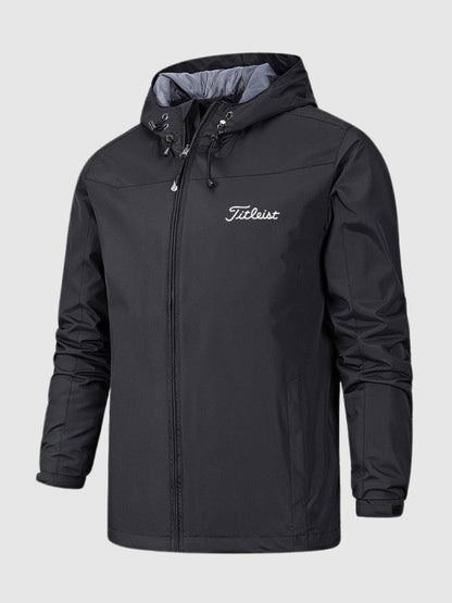 "Waterdichte unisex regenjas, blauw polyester met capuchon, voor dames en heren. Bescherming tegen wind en regen."