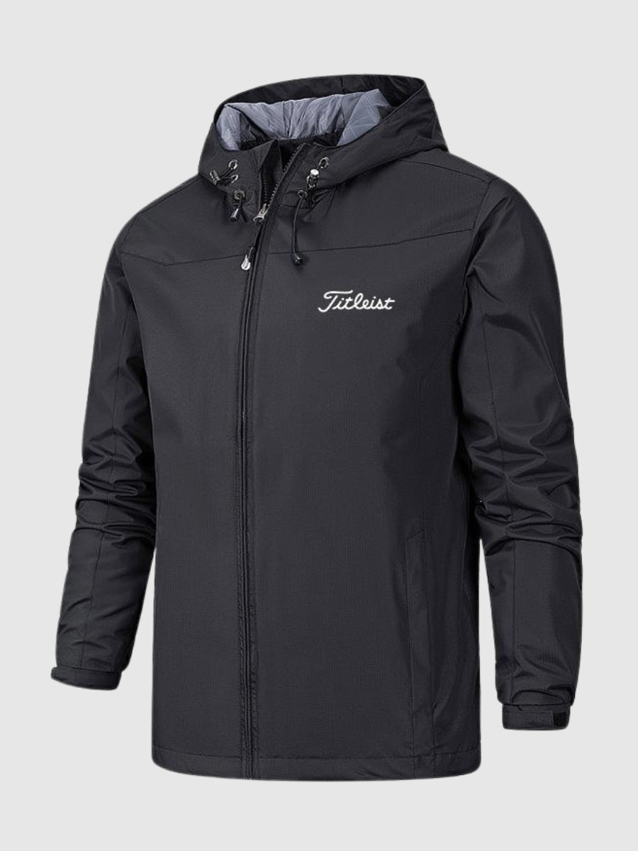 "Waterdichte unisex regenjas, blauw polyester met capuchon, voor dames en heren. Bescherming tegen wind en regen."