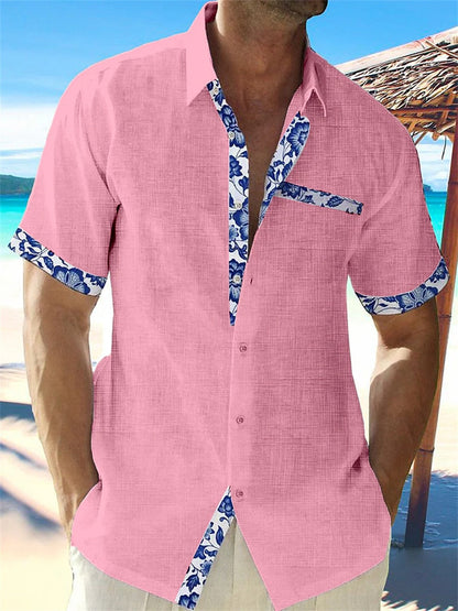 "Wit ademend linnen herenoverhemd, korte mouwen, luchtige zomerstijl, ideaal voor casual en chique gelegenheden."